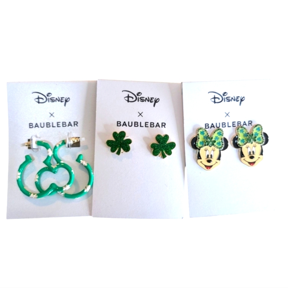 Disney x Baublebar  St.Patrick's Day Bundle of 3 Pair Earrings..
